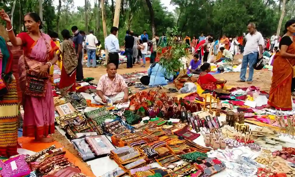 Khoai Mela cultural market near Sonajhuri Forest in Shantiniketan
