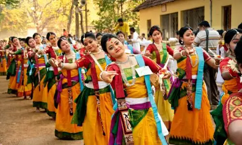Traditional cultural performance during Shantiniketan cultural festival event
