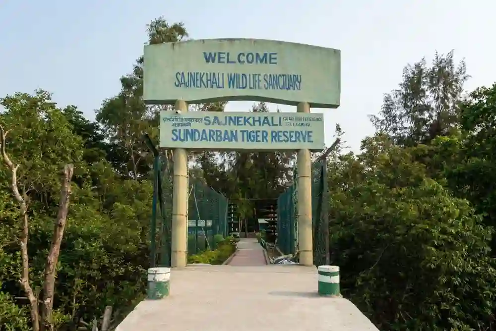 Sajnekhali Watch Tower entry gate in Sundarbans during one day jungle safari tour